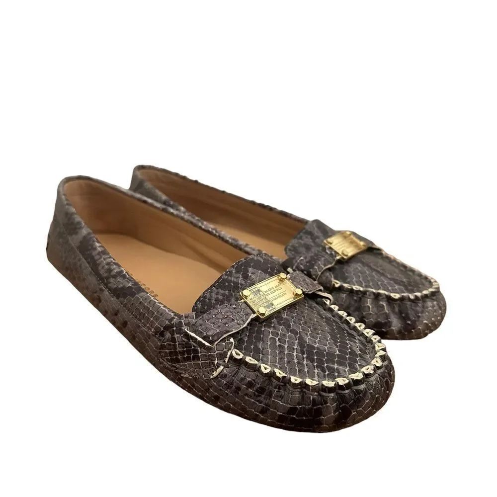 Marc by Marc Jacobs Grey Leather Snakeskin Driving Loafers Size 36